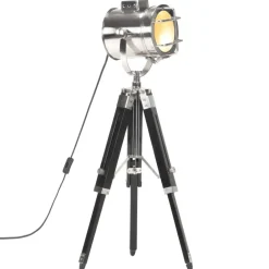 vidaXL Iluminación-Lámpara con trípode de suelo madera maciza mango 69 cm