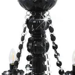 vidaXL Iluminación-Lámpara de araña con cuentas negra con 8 bombillas E14