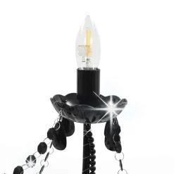 vidaXL Iluminación-Lámpara de araña con cuentas negra con 8 bombillas E14