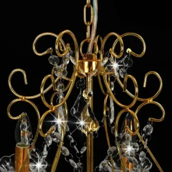 vidaXL Iluminación-Lámpara de araña con cuentas de cristal dorado redonda 6 x E14