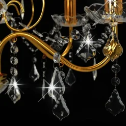 vidaXL Iluminación-Lámpara de araña con cuentas de cristal dorado redonda 6 x E14