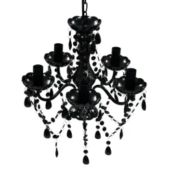 vidaXL Iluminación-Lámpara de araña de cristal 5 bombillas negra