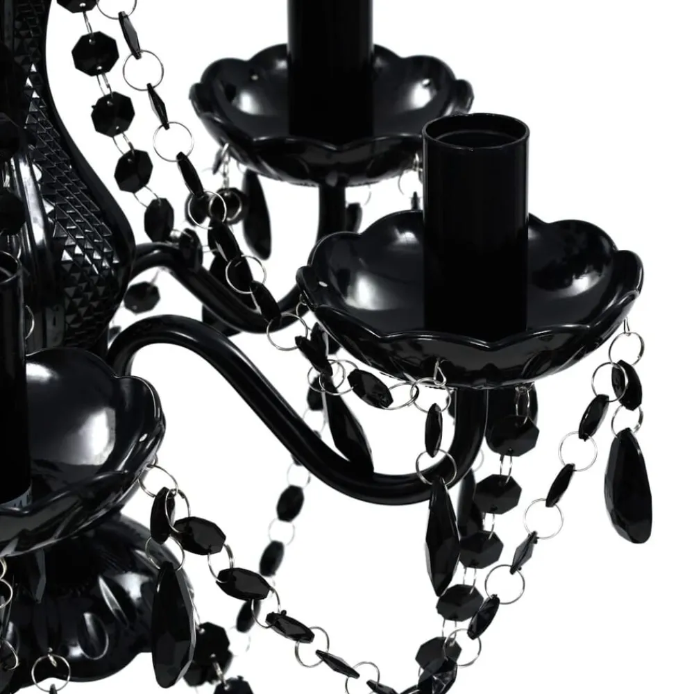 vidaXL Iluminación-Lámpara de araña de cristal 5 bombillas negra