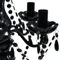 vidaXL Iluminación-Lámpara de araña de cristal 5 bombillas negra