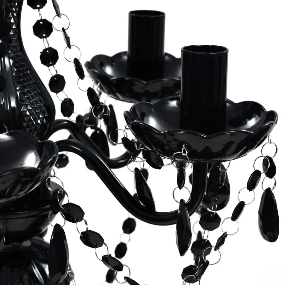 vidaXL Iluminación-Lámpara de araña de cristal 5 bombillas negra