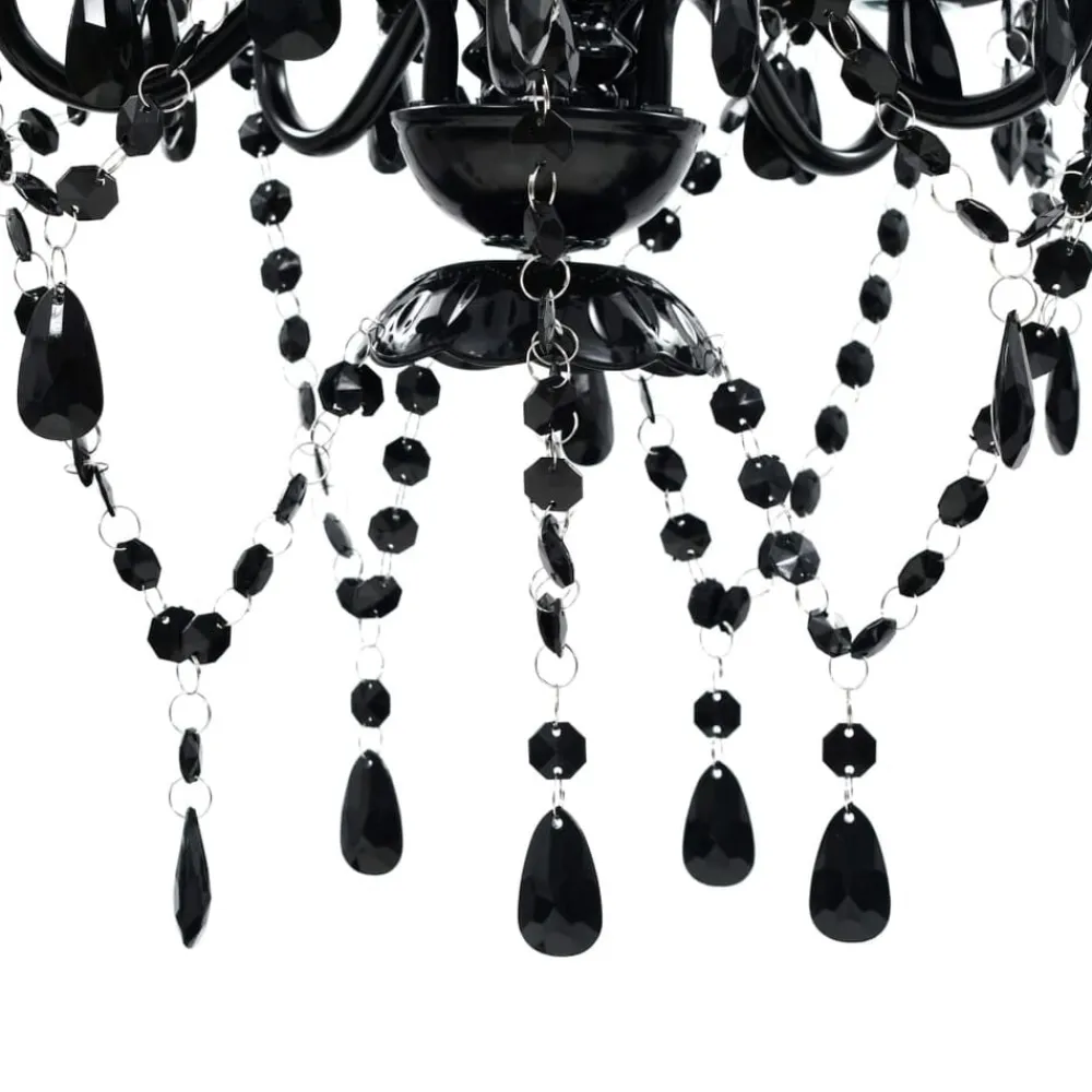 vidaXL Iluminación-Lámpara de araña de cristal 5 bombillas negra