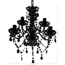 vidaXL Iluminación-Lámpara de araña de cristal 5 bombillas negra