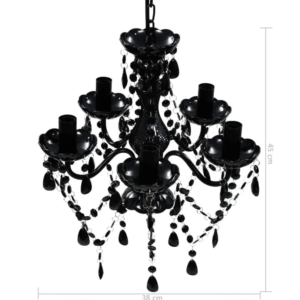 vidaXL Iluminación-Lámpara de araña de cristal 5 bombillas negra