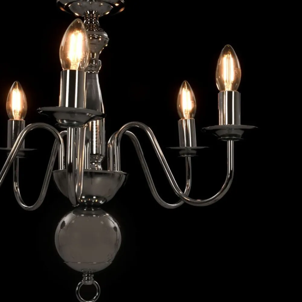 vidaXL Iluminación-Lámpara de araña plateada con 5 bombillas E14