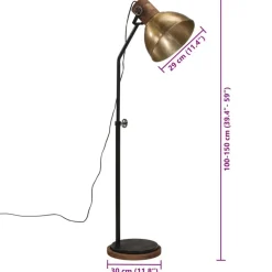 vidaXL Iluminación-Lámpara de escritorio latón vintage 25 W E27 30x30x100-150 cm