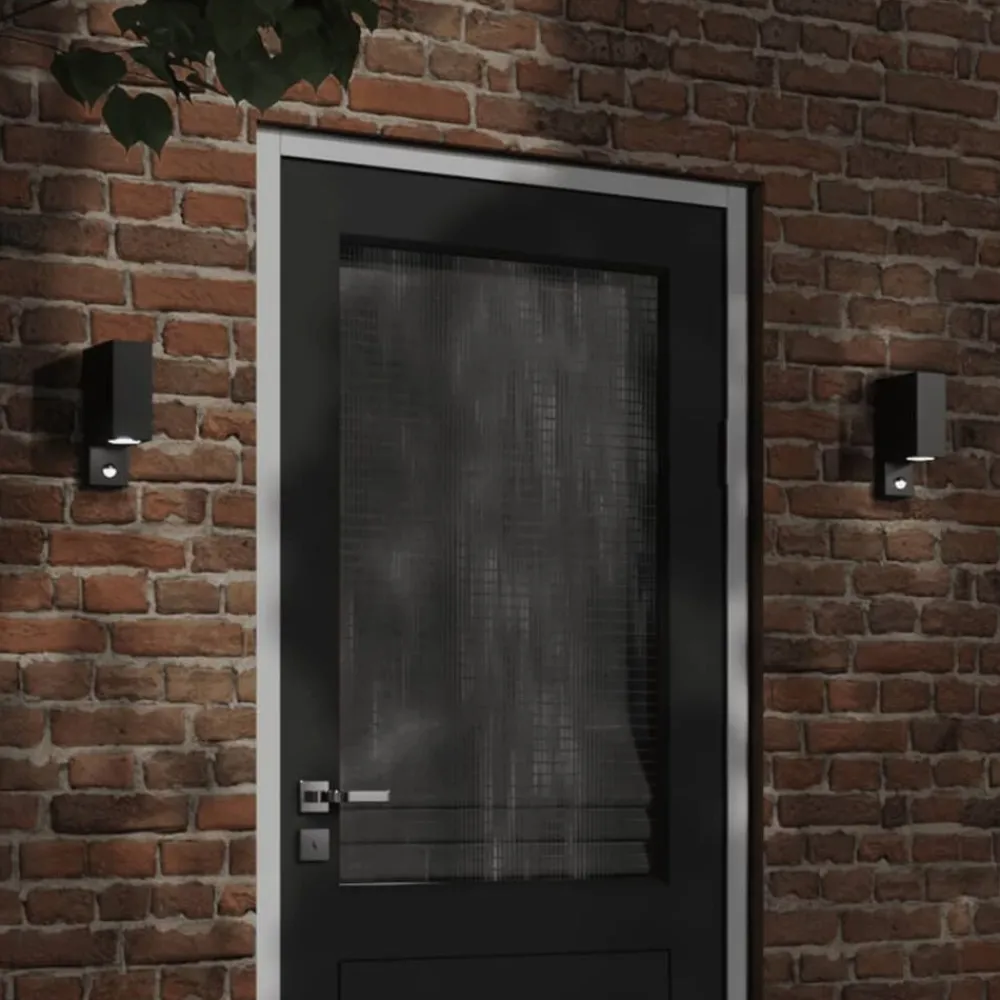 vidaXL Lámpara de exterior con sensor aluminio fundido a presión negro Hot
