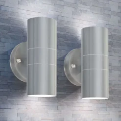 vidaXL Iluminación-Lámpara de exterior 2 uds acero ascendente/descendente