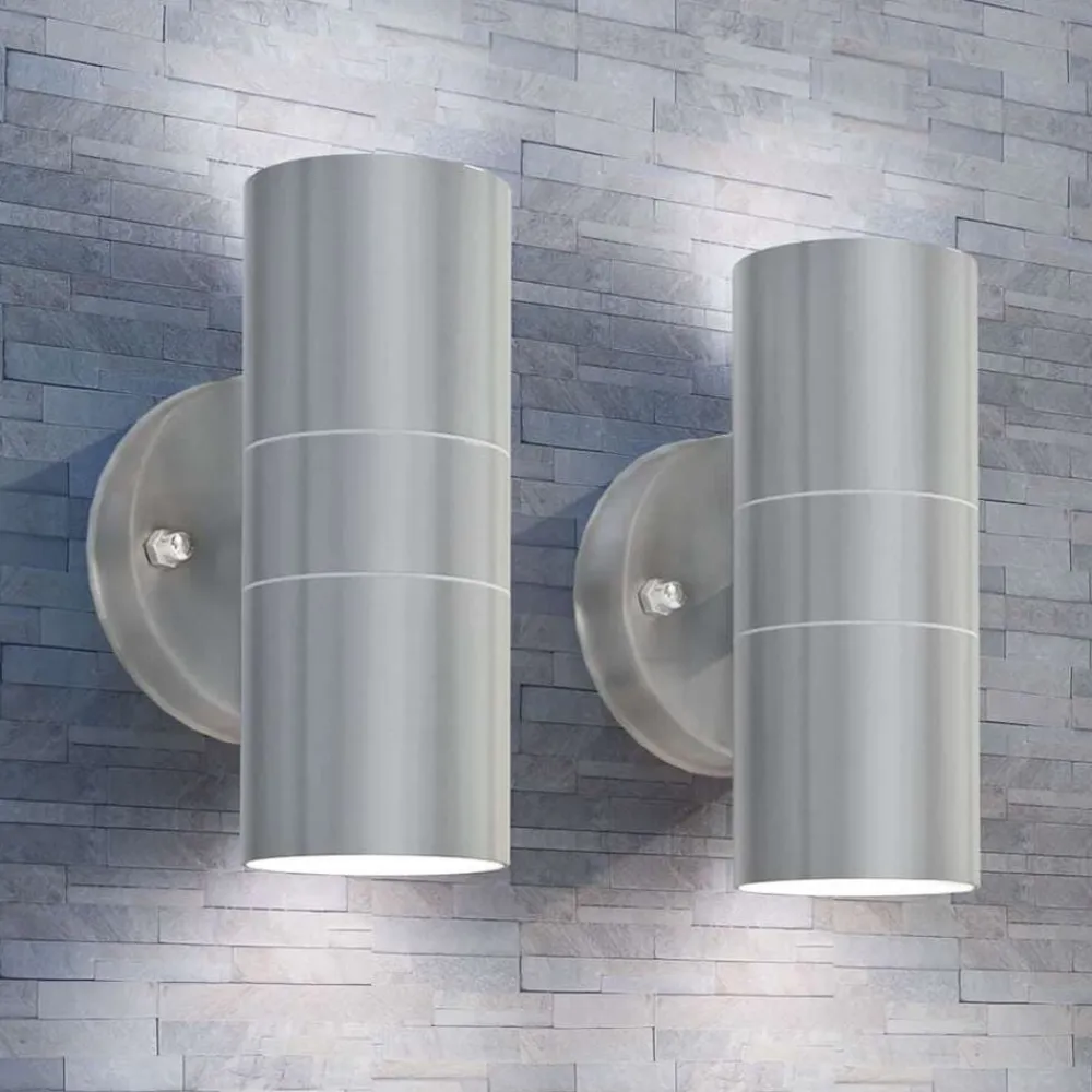 vidaXL Iluminación-Lámpara de exterior 2 uds acero ascendente/descendente