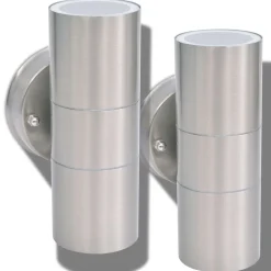 vidaXL Iluminación-Lámpara de exterior 2 uds acero ascendente/descendente