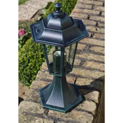 vidaXL Iluminación-Lámpara de jardín 2 uds aluminio verde oscuro/negro