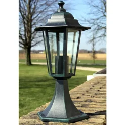 vidaXL Iluminación-Lámpara de jardín aluminio verde/negro