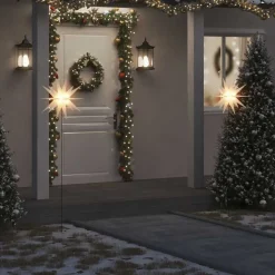 vidaXL Decoración-Lámpara de Navidad LED y estaca de tierra plegable blanca 57 cm
