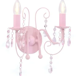 vidaXL Lámpara de pared con cuentas con 2 bombillas E14 Rosa Sale
