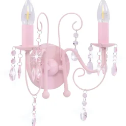 vidaXL Lámpara de pared con cuentas con 2 bombillas E14 Rosa Sale