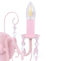 vidaXL Lámpara de pared con cuentas con 2 bombillas E14 Rosa Sale