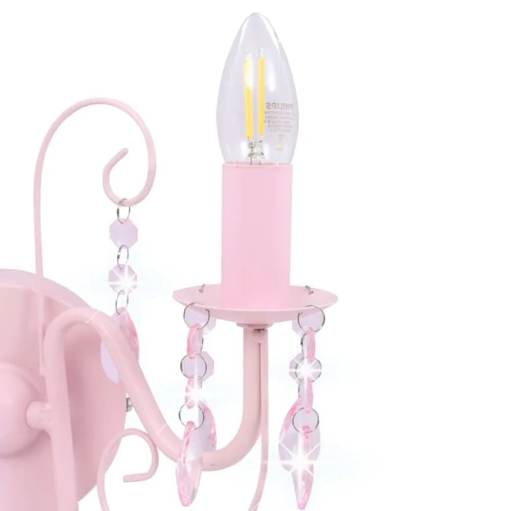 vidaXL Lámpara de pared con cuentas con 2 bombillas E14 Rosa Sale