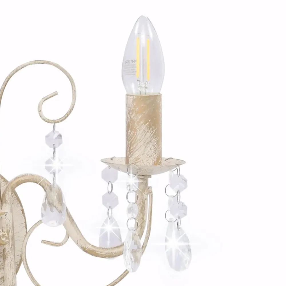 vidaXL Iluminación-Lámpara de pared con cuentas antiguo 2 bombillas E14