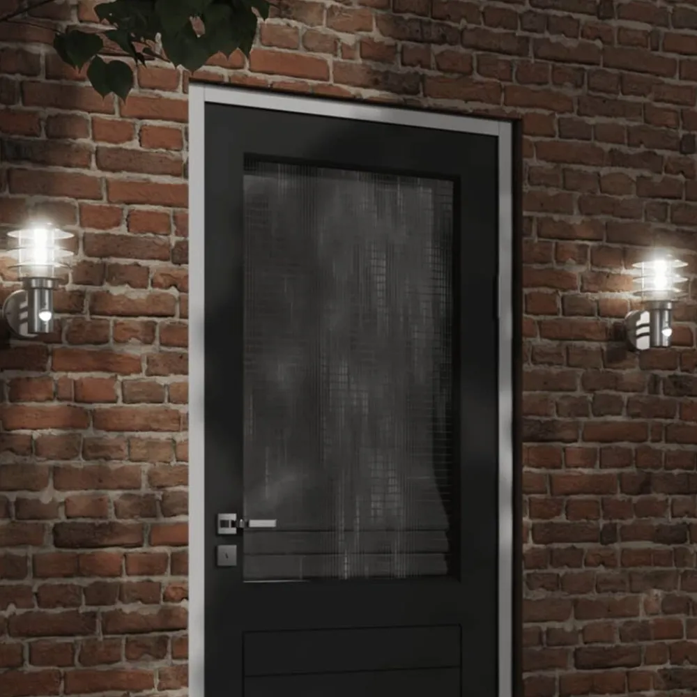 vidaXL Lámpara de pared de exterior con sensor acero inoxidable Plateado Online