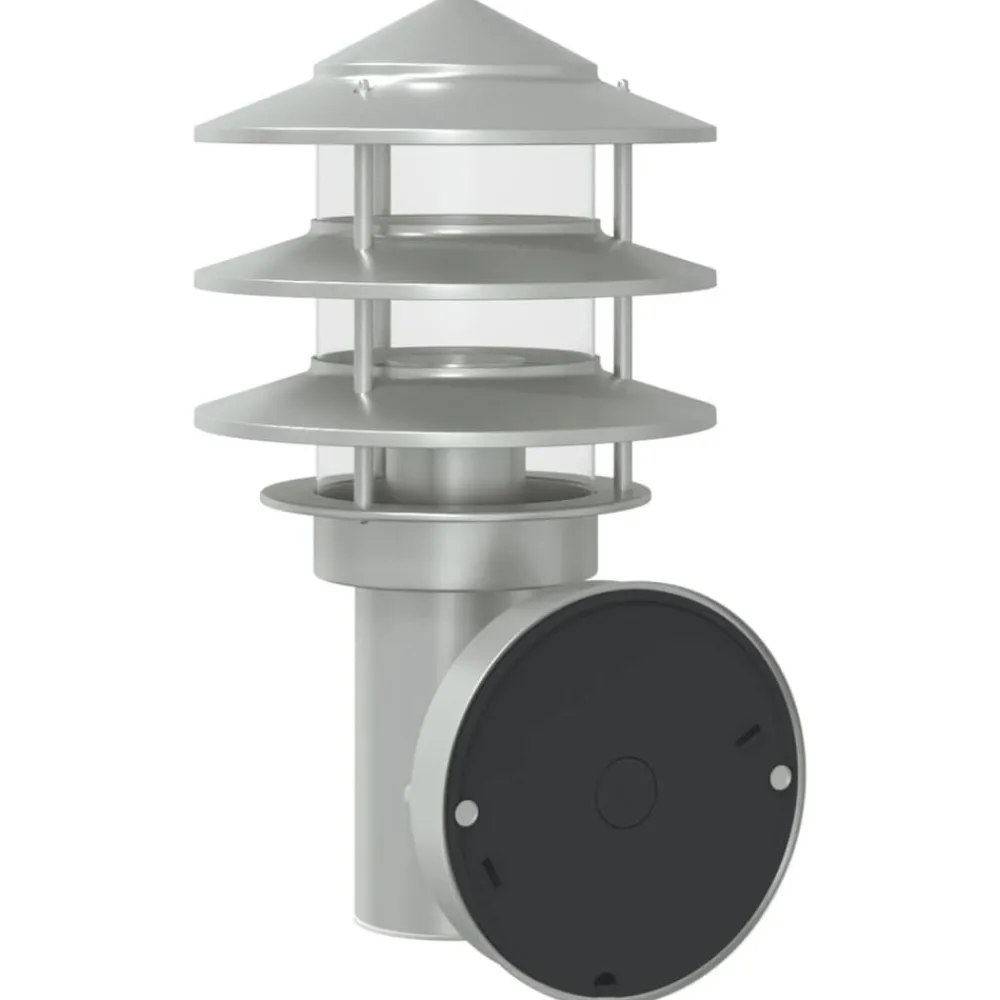 vidaXL Lámpara de pared de exterior con sensor acero inoxidable Plateado Online