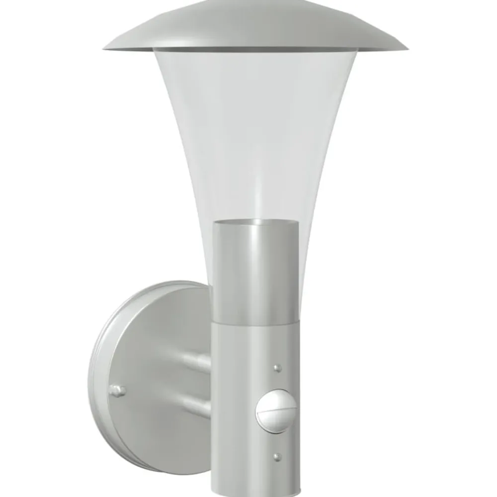 vidaXL Lámpara de pared de exterior con sensor acero inoxidable Plateado