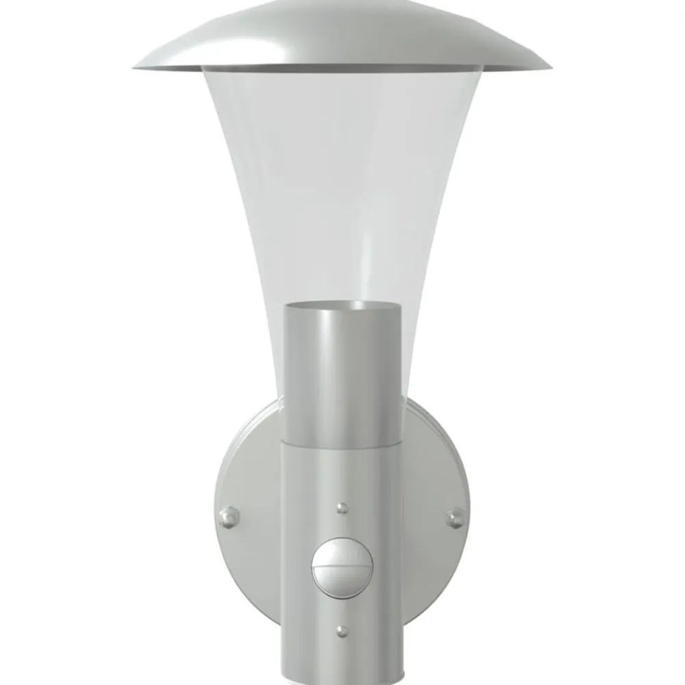 vidaXL Lámpara de pared de exterior con sensor acero inoxidable Plateado