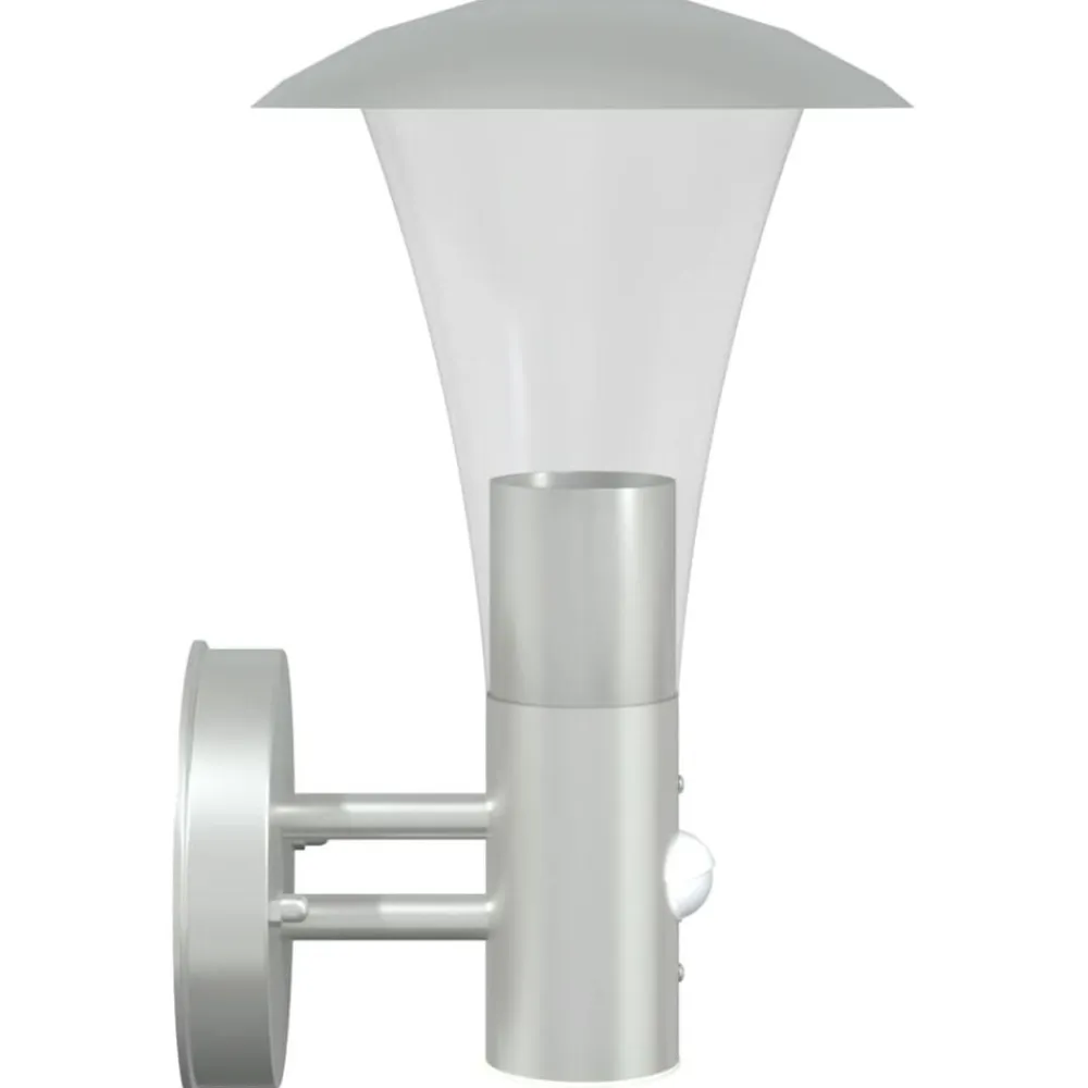 vidaXL Lámpara de pared de exterior con sensor acero inoxidable Plateado