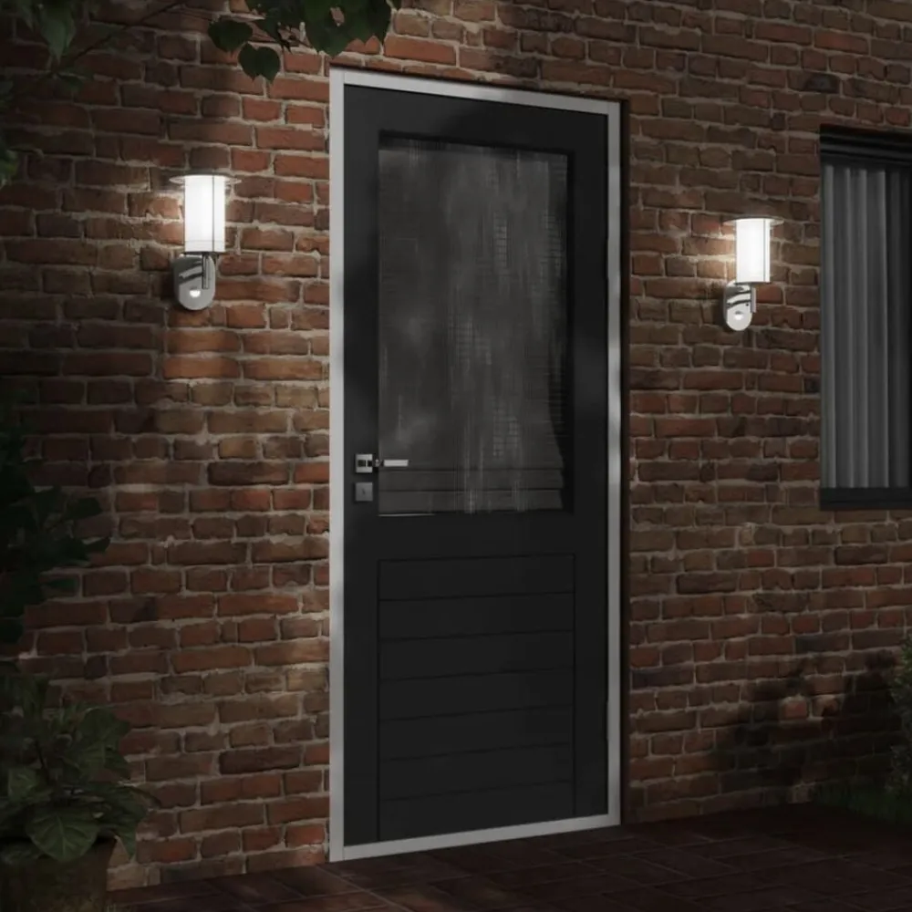 vidaXL Iluminación-Lámpara de pared de exterior con sensor acero inoxidable