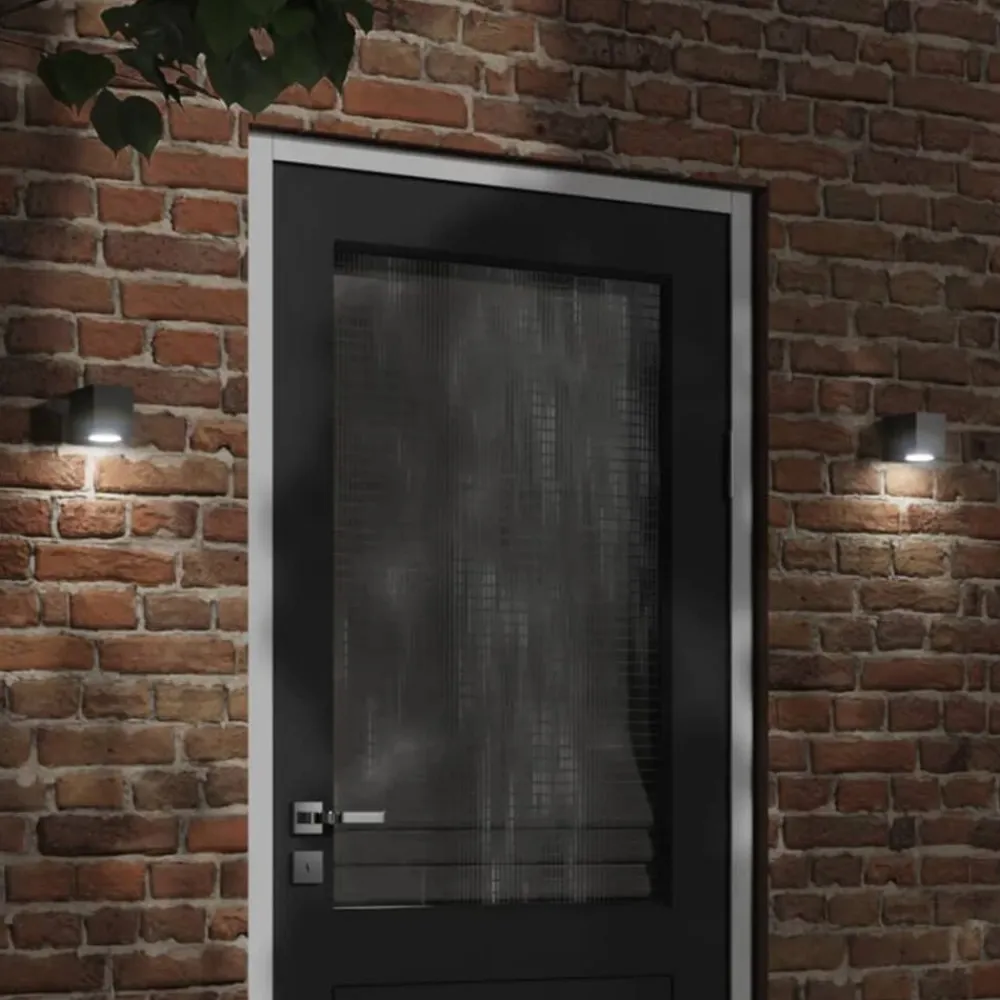 vidaXL Lámpara de pared de exterior aluminio fundido negro