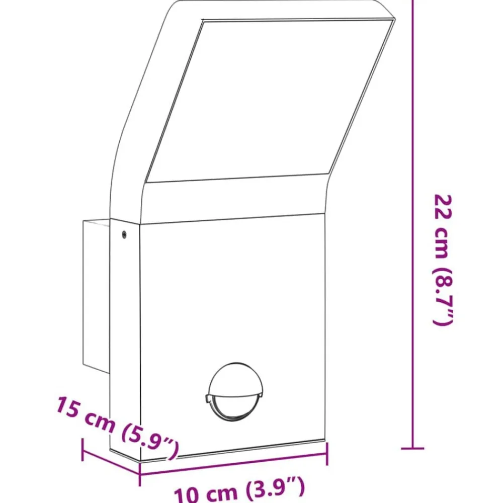 vidaXL Iluminación-Lámpara de pared de exterior LED con sensor aluminio