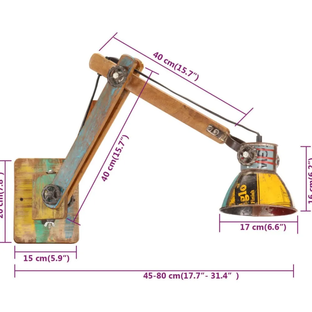 vidaXL Lámpara de pared estilo industrial redonda E27 Multicolor Discount