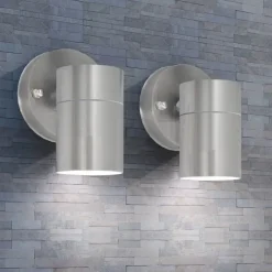 vidaXL Iluminación-Lámpara de pared exterior 2 uds acero inoxidable descendente