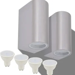 vidaXL Iluminación-Lámpara de pared exterior 2 uds. redonda ascendente/descendente