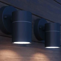 vidaXL Lámpara de pared exterior 2 uds acero inoxidable descendente Negro New