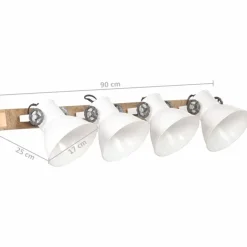 vidaXL Lámpara de pared industrial blanca 90x25 cm E27 Blanco Sale