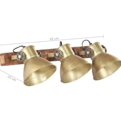vidaXL Lámpara de pared industrial latón 65x25 cm E27 Latón