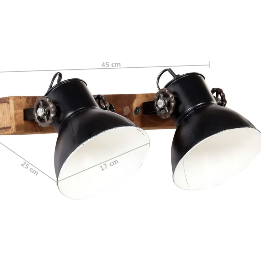 vidaXL Lámpara de pared industrial negra 45x25 cm E27 Negro Sale