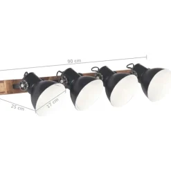 vidaXL Lámpara de pared industrial negra 90x25 cm E27 Negro Clearance
