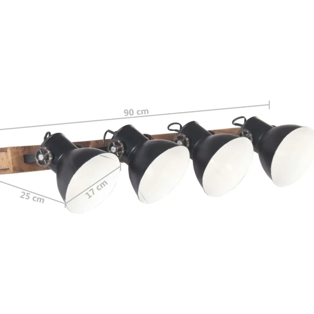 vidaXL Lámpara de pared industrial negra 90x25 cm E27 Negro Clearance