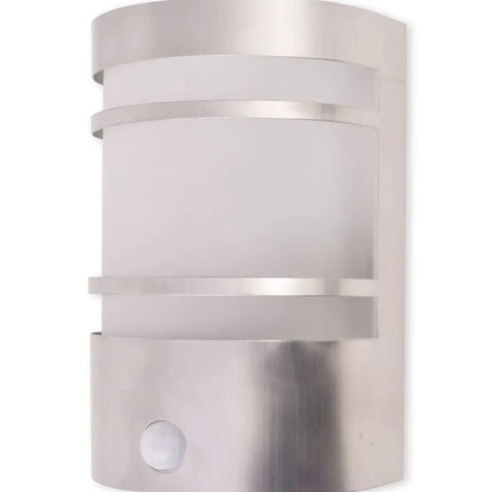 vidaXL Iluminación-Lámpara de pared para exterior con sensor de acero inoxidable