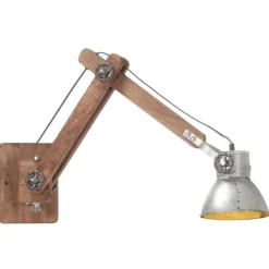 vidaXL Lámpara de pared redonda estilo industrial plateada E27 Plateado Clearance