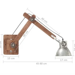 vidaXL Lámpara de pared redonda estilo industrial plateada E27 Plateado Clearance