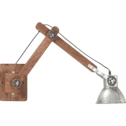 vidaXL Lámpara de pared redonda estilo industrial plateada E27 Plateado Clearance