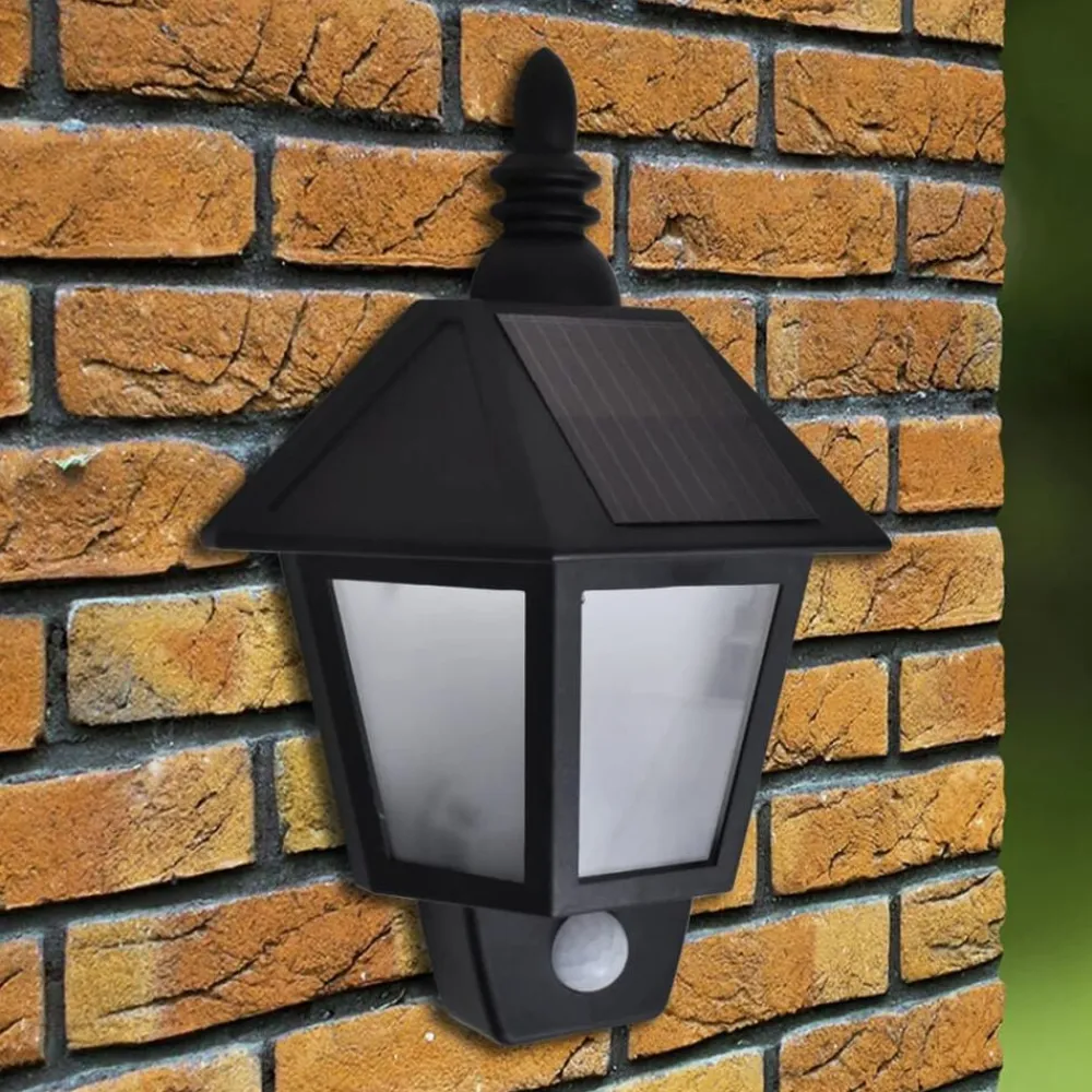 vidaXL Iluminación-Lámpara de pared solar con sensor de movimiento 2 unidades