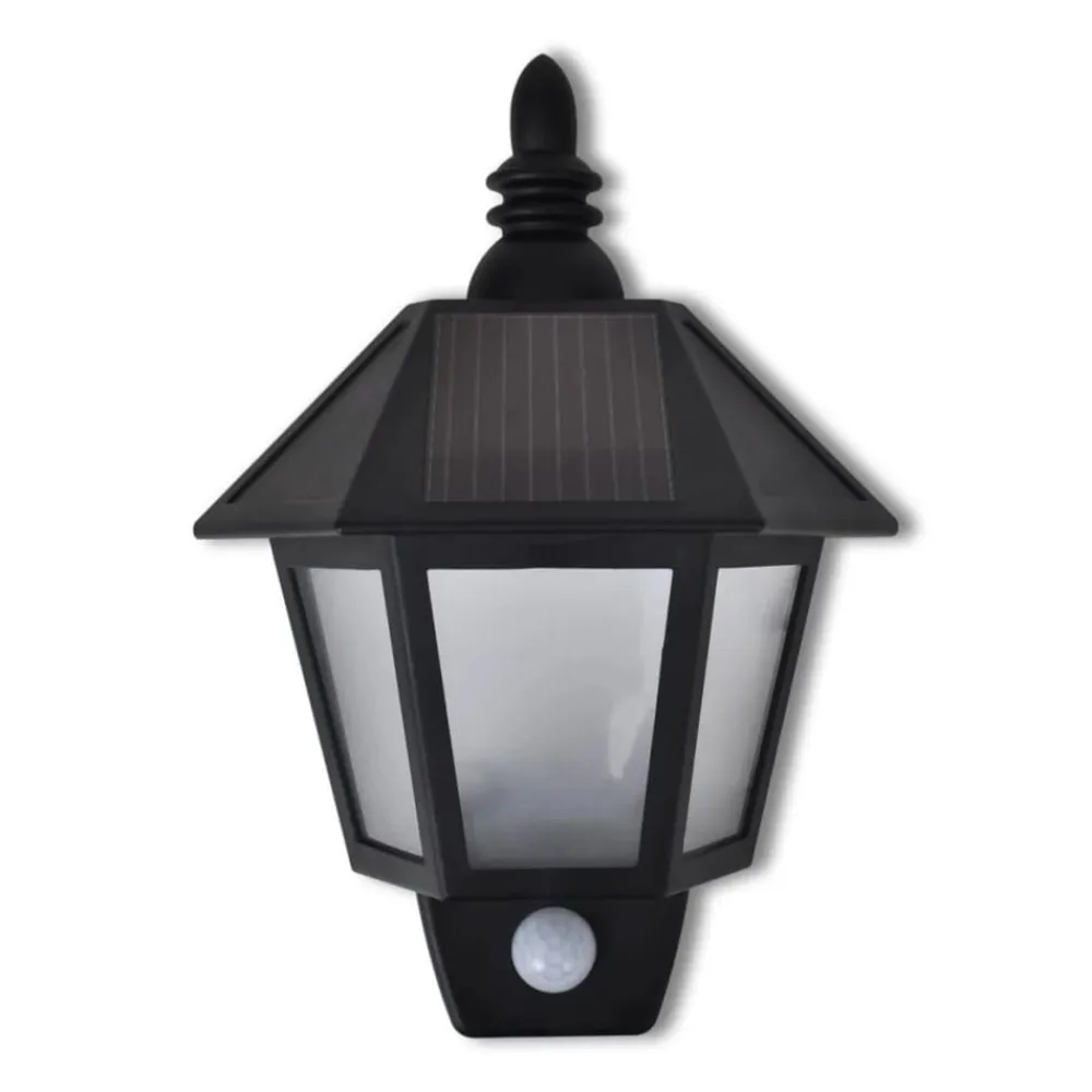 vidaXL Iluminación-Lámpara de pared solar con sensor de movimiento 2 unidades