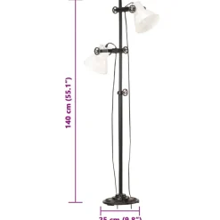vidaXL Lámpara de pie 2 pantallas blanca hierro fundido E27 Blanco Discount